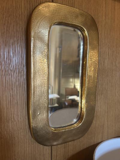 Mithe Espelt Ceramic mirror OBLONG by Mith Espelt France 1960s