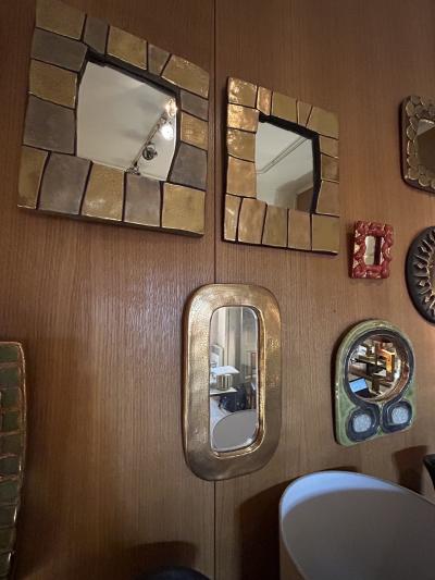 Mithe Espelt Ceramic mirror OBLONG by Mith Espelt France 1960s