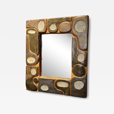 Mithe Espelt Ceramic mirror Ouvea by Mith Espelt France 1960s