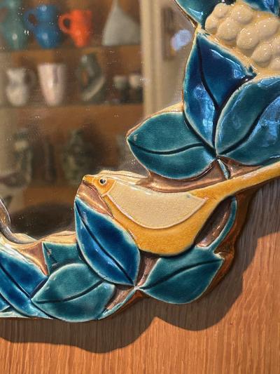 Mithe Espelt Ceramic mirror by Mith Espelt France 1960s