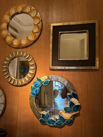 Mithe Espelt Ceramic mirror by Mith Espelt France 1960s