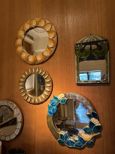 Mithe Espelt Ceramic mirror by Mith Espelt France 1960s