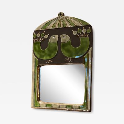 Mithe Espelt Ceramic mirror by Mith Espelt France 1960s
