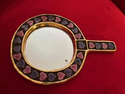 Mithe Espelt Ceramic mirror by Mith Espelt France 1960s