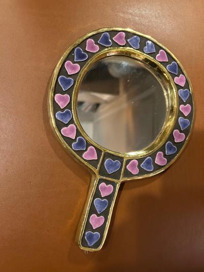 Mithe Espelt Ceramic mirror by Mith Espelt France 1960s