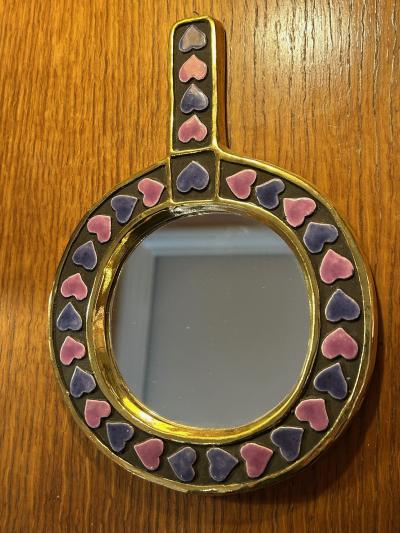Mithe Espelt Ceramic mirror by Mith Espelt France 1960s