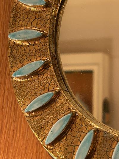 Mithe Espelt Ceramic mirror by Mith Espelt France 1960s