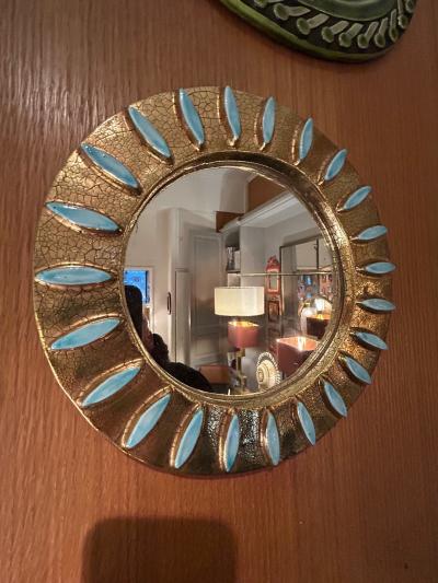 Mithe Espelt Ceramic mirror by Mith Espelt France 1960s