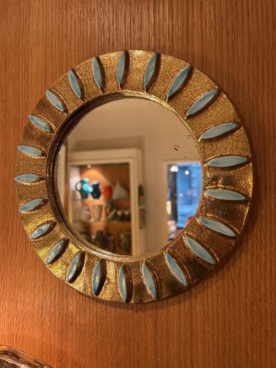 Mithe Espelt Ceramic mirror by Mith Espelt France 1960s
