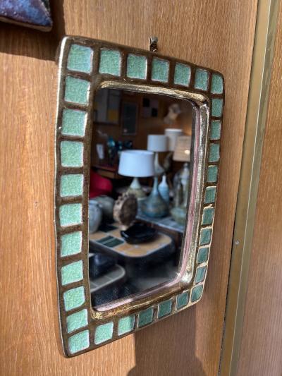 Mithe Espelt Ceramic mirror pate de verre by Mith Espelt France 1960s