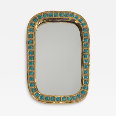 Mithe Espelt Mith ESPELT 1960s Gilded Ceramic Mirror not Lembo 