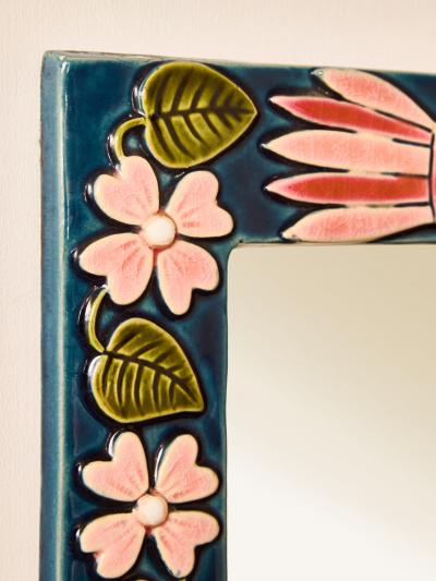 Mithe Espelt Mith Espelt Bird and Blossom Mirror in Glazed Ceramic