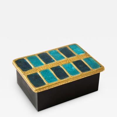 Mithe Espelt Mith Espelt Box Ceramic Gold and Blue Fused Glass