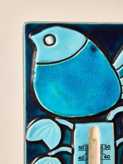 Mithe Espelt Mith Espelt Ceramic Wall Thermometer with Blue Bird Motif