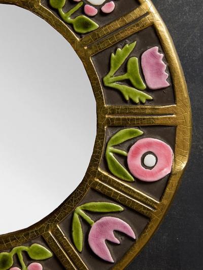 Mithe Espelt Round Mithe Espelt Ceramic Mirror with Flower Decors