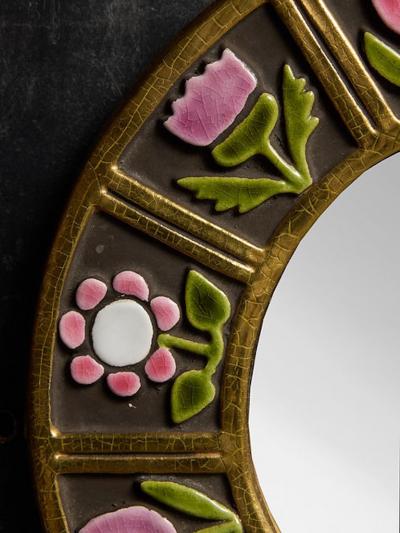 Mithe Espelt Round Mithe Espelt Ceramic Mirror with Flower Decors