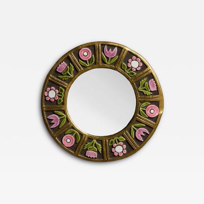 Mithe Espelt Round Mithe Espelt Ceramic Mirror with Flower Decors