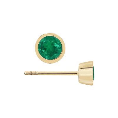 Mixed Cut Emerald Stud Earrings in Solid Gold