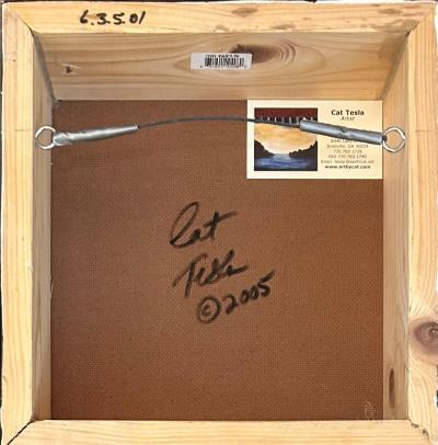 Mixed Media on Wood Block Paintings by Artist Cat Tesla Set of 4