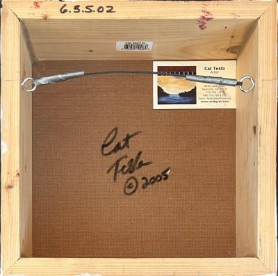 Mixed Media on Wood Block Paintings by Artist Cat Tesla Set of 4