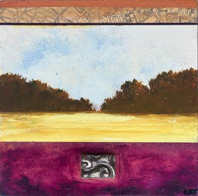 Mixed Media on Wood Block Paintings by Artist Cat Tesla Set of 4