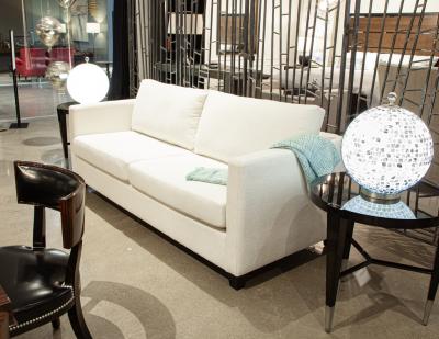 Modern 2 Seater Sofa in Cream Textured Fabric