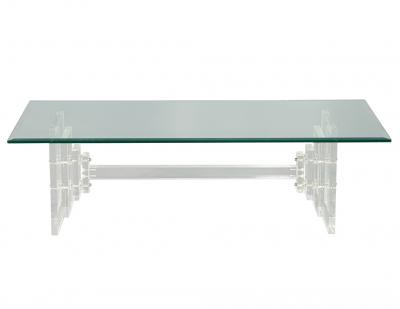 Modern Acrylic Cocktail Table with Geometric Base