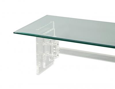 Modern Acrylic Cocktail Table with Geometric Base