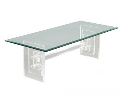 Modern Acrylic Cocktail Table with Geometric Base
