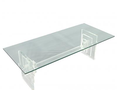 Modern Acrylic Cocktail Table with Geometric Base