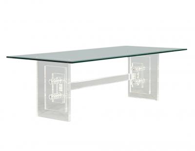 Modern Acrylic Cocktail Table with Geometric Base