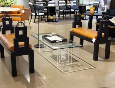 Modern Acrylic Cocktail Table with Geometric Base