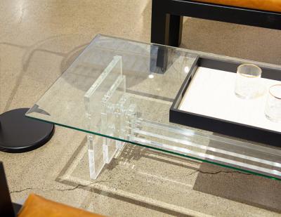 Modern Acrylic Cocktail Table with Geometric Base
