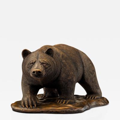 Modern American Bear Sculpture Hot Cast Bronze American 21st C 