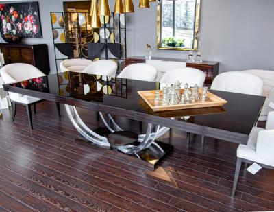 Modern Art Deco Inspired Dining Table with Acrylic Base