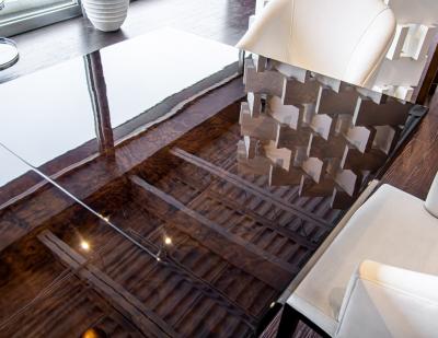 Modern Art Deco Inspired Dining Table with Acrylic Base