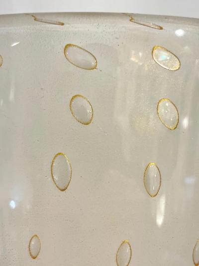 Modern Art Deco Style Beige Gold Frosted White Murano Glass Round Wall Lights