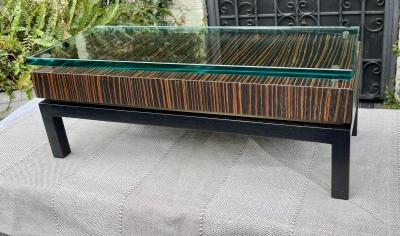 Modern Art Deco Style Macassar Glass Low Table