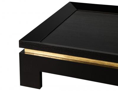 Modern Black Coffee Table with Gold Leaf Accents