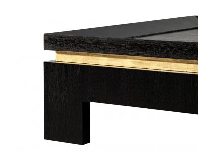 Modern Black Coffee Table with Gold Leaf Accents