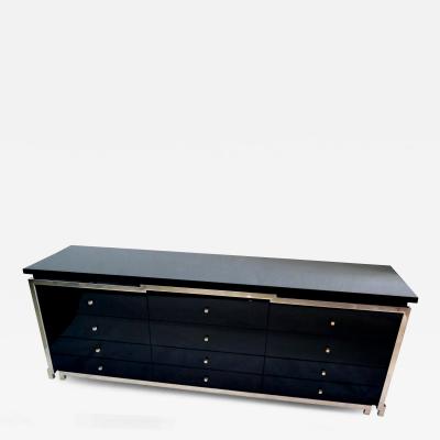Modern Black Lacquer Chrome Dresser