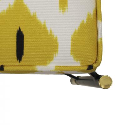 Modern Black Lacquered Iron and Patterned Fabric 1970s Italian Stool