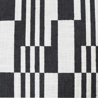 Modern Black Lacquered Iron and Patterned Fabric 1970s Italian Stool