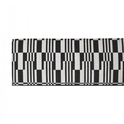 Modern Black Lacquered Iron and Patterned Fabric 1970s Italian Stool