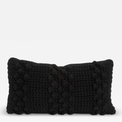 Modern Black Macrame Decorative Kidney Pillow