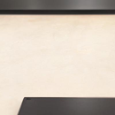 Modern Black Steel and Limestone Offset Cocktail Table