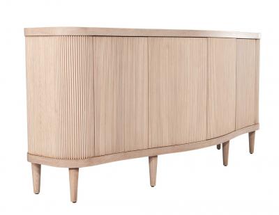 Modern Bleached Washed Fluted Tambour Front Sideboard Credenza