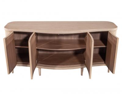 Modern Bleached Washed Fluted Tambour Front Sideboard Credenza
