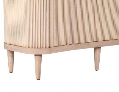 Modern Bleached Washed Fluted Tambour Front Sideboard Credenza
