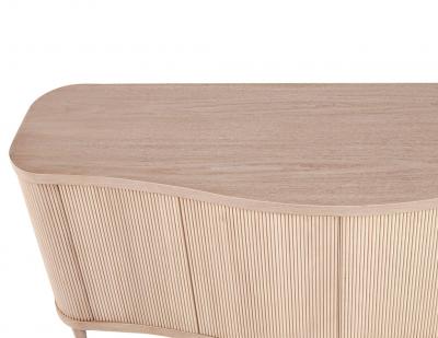 Modern Bleached Washed Fluted Tambour Front Sideboard Credenza